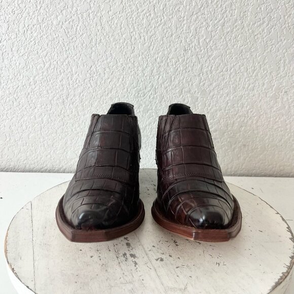 Rod Patrick Womens Brown Loafers 8.5 Caiman Leather Western Boots Slip On Shoes - Picture 5 of 11